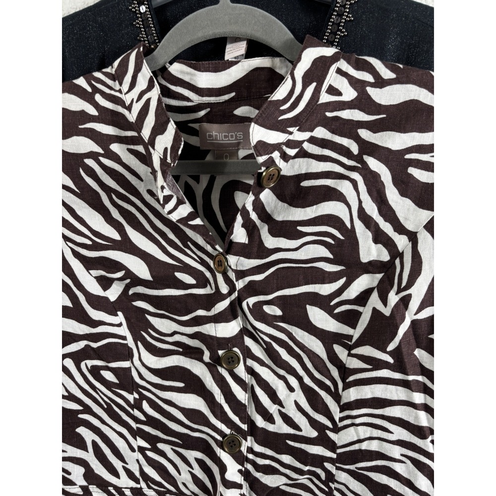 Chicos Lot of 3 Art to Wear Graffiti Face Denim Animal Print Jacket Size 0 - Picture 11 of 16
